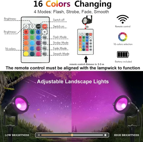 Miniatura 7 de Luces de paisaje de bajo voltaje RGB de 5 W, iluminación LED de paisaje que cambia de color, IP66 impermeable al aire libre, luz decorativa