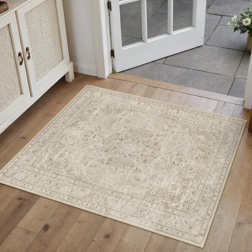 Miniatura 46 de PureCozy Alfombra de área beige de 2 x 3 pulgadas, lavable, vintage, pequeña, para entrada, cocina, suave, retro, floral, de pelo bajo, tapete