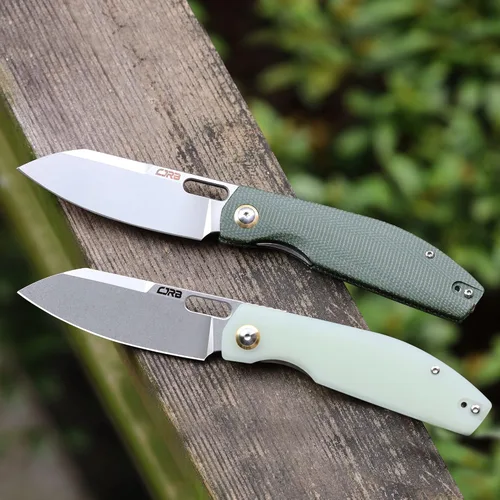 Miniatura 2 de CJRB - Cuchillo EDC de bolsillo, Ekko (J1929), pequeño cuchillo plegable AR-RPM9 hoja de acero y verde natural G10 al aire libre para hombres
