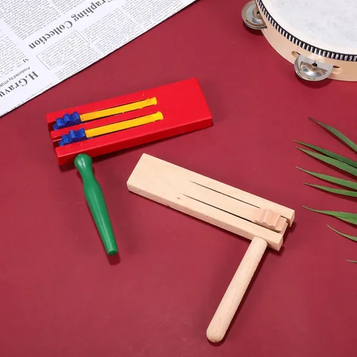 Miniatura 6 de Juego de 2 piezas de trinquetes giratorios de madera para hacer ruido, castañuelas de madera para rotar Mexicanas, trinquete de ruido giratorio