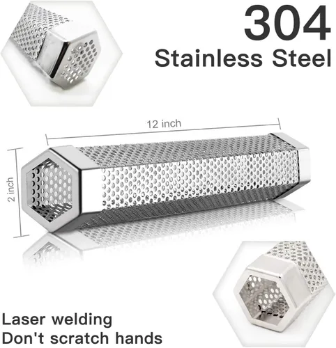 Miniatura 2 de Tubo ahumador de pellets de 12 pulgadas para parrilla de pellets, paquete de 2, generador de ahumador frío para barbacoa, tubo de pellets de madera