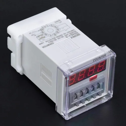 Miniatura 7 de Relé de contador digital DH48J-A Pantalla LED de 11 pines Relé de tiempo Configuración de conteo 1-999900 (24V AC/DC)