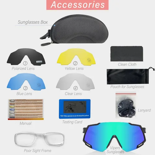 Miniatura 6 de Youth Viper Polarized Sunglasses for Kid Boys Girls Age 10-15 4 Interchangeable Lenses UV400 Glasses for Cycling Baseball Azul + verde