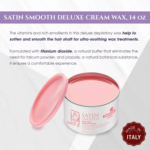 Miniatura 6 de Cera depilatoria en crema de lujo Satin Smooth - Cera suave para cara y cuerpo, depilación profesional para piel sensible, cabello grueso y rizado