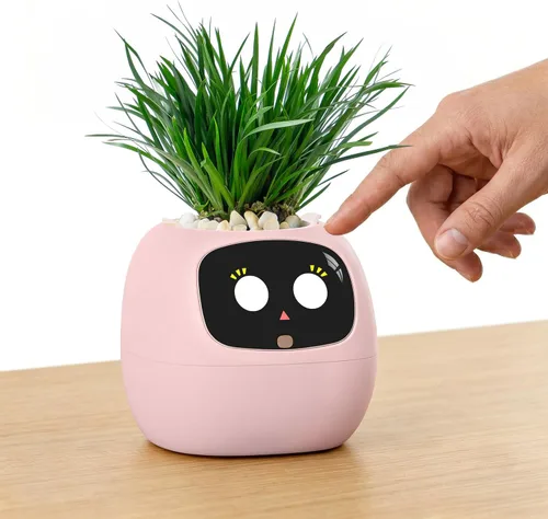 Ivy AI Maceta Inteligente con Emoji Robot Plantador Inteligente para Plantas de Interior Maceta Tamagotchi Maceta Plantagotchi Decoración del Hogar