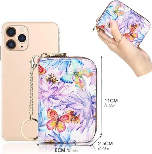 Miniatura 5 de APHISON - Tarjetero con protección RFID, carteras , funda para tarjetas de cuero con cremallera para mujerniñacaja regalo