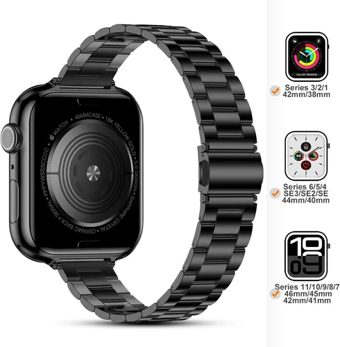 Miniatura 3 de Correa delgada compatible con Apple Watch de 1.654 in 1.811 in 1.614 in 1.772 in 1.575 in 1.732 in 1.496 in, pulsera de lujo delgada y ligera