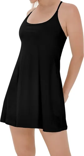 Miniatura 5 de Vestido de tenis IUGA para mujer, vestido para entrenamiento y ejercicio con almohadillas de brasier y shorts, deportivo, de golf