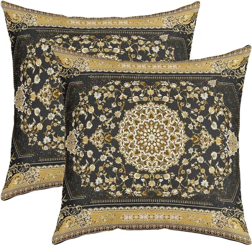 Miniatura 16 de Juego de 2 fundas de almohada bohemias tribales de 22 x 22 pulgadas, fundas de almohada exóticas retro, fundas de cojín bohemias de celosía vintage