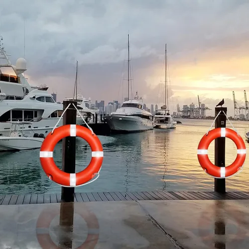 Miniatura 6 de Life Ring for Boating Safety - 23" and 28" Boat Safety Throw Rings with Reflective Strip and Grab Lines 22.8 in Naranja