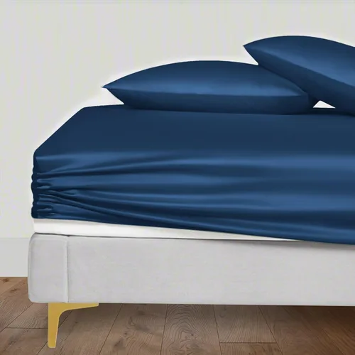 Miniatura 20 de LINENWALAS Tencel Lyocell Sábana bajera solo con ajuste seguro y cómodo en todo el contorno elástico de 16 pulgadas de profundidad, ropa de cama