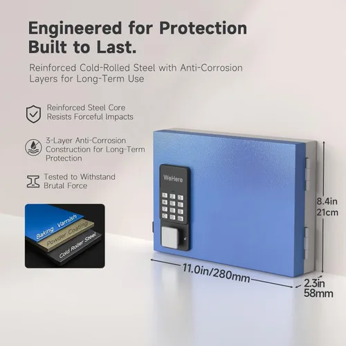 Miniatura 2 de Caja de bloqueo de 16 llaves de montaje en pared, APP Bluetooth/Contraseña de una sola vez/Control remoto Wi-Fi, gabinete de llaves inteligente