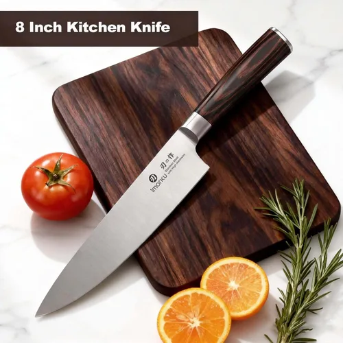 Miniatura 7 de Imarku cuchillo de chef de 25,40 cm, cuchillo de cocina de acero alemán rico en carbono con mango ergonométrico