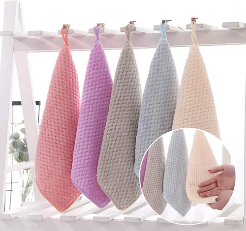 Miniatura 2 de Toallas pequeñas con lazo para colgar, toallas de mano para cocina y baño, superabsorbentes, suaves, lavables a máquina, toalla de secado rápido