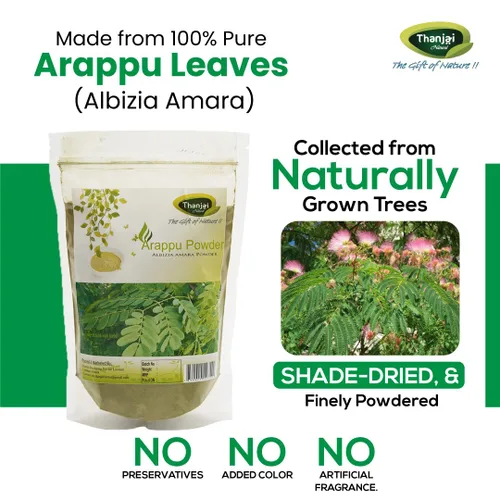 Miniatura 5 de Thanjai Natural Arappu Polvo 8.82 oz Bolsa 100% Natural Albizia Amara Arappu Polvo Tradicional Lavado de Cabello y Acondicionador de Cabello