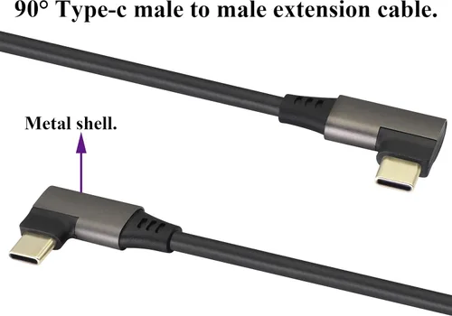Miniatura 8 de Cable USB 3.1 tipo C de 90 grados en ángulo derecho e izquierdo 3.1 USB tipo C macho 4K a 60Hz Gen 2 Cable de extensión compatible con carga, datos