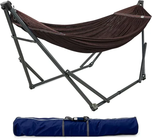 Miniatura 14 de Tranquillo Unity - Soporte de hamaca ajustable, plegable, para camping, con soporte, capacidad de 800 lbs, soporte de hamaca doble de acero para 2