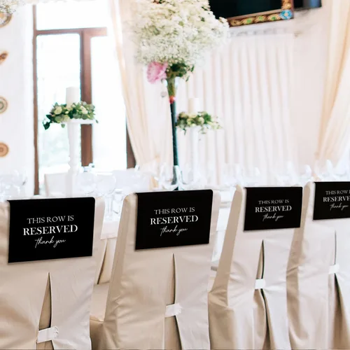 Miniatura 4 de Señales de Asiento Reservado para Sillas, Esta Fila Está Reservada Paños de Banco Asientos Temporales para Bancos de Iglesia, Decoraciones de Boda