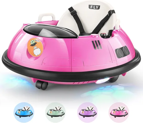 Miniatura 9 de Hikole Coche de Choque Eléctrico para Niños, Carro de Juguete de Choque para Bebés con Control Remoto, Luces LED Intermitentes, Giro de 360 Grados