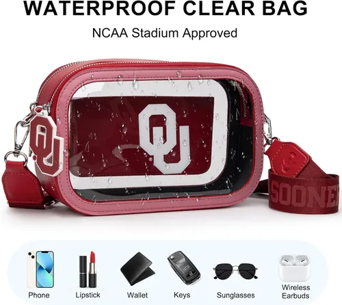 Miniatura 2 de Montana West NCAA Bolsa transparente para eventos de estadio, bolsos para fanáticos de los deportes con correa de nailon ajustable, bolsillo