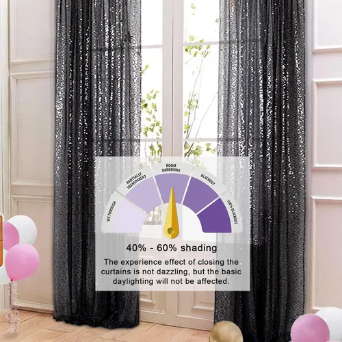 Miniatura 4 de ShinyBeauty PHOTOBOOTH - Fondo de tela de lentejuelas, telón de fondo de boda, telón de fondo óxido, cortinas de lentejuelas, cortinas de Negro