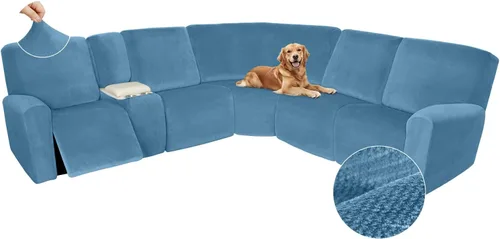Miniatura 374 de Arfntevss Fundas de sofá seccional reclinable de terciopelo, Funda de sofá seccional de esquina para sofá reclinable, Funda elástica suave
