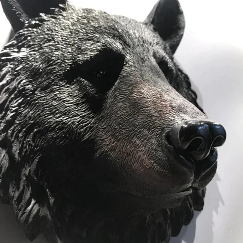 Miniatura 7 de Estatuas de resina para colgar en la pared con cabeza de animal, estatuas de bar, cafetería, escultura, decoración (leopardo negro)