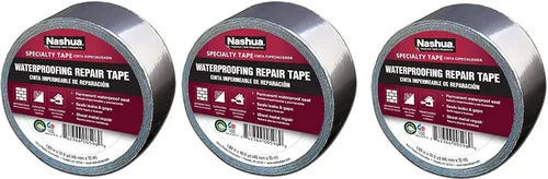 Nashua 361-11 - Cinta de aluminio para reparación de impermeabilización, 11 mil de grosor, 32.8 ft de largo, 1.890 in de ancho, aluminio (3)