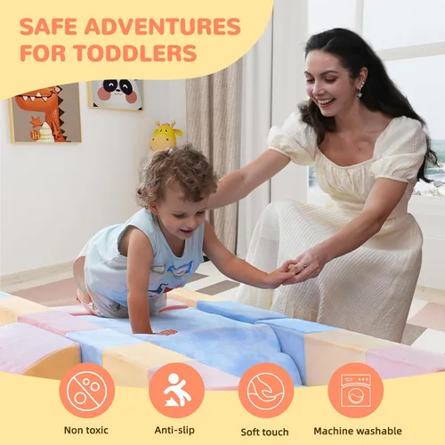 Miniatura 6 de Juguetes de escalada para niños pequeños, juego de espuma suave de 11 piezas para niños pequeños de 1 a 3 años, bloques de escalada para bebés