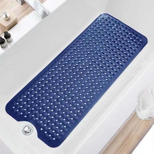 Miniatura 15 de TEESHLY - Alfombra para bañera y ducha, antideslizante de 40 x 16 pulgadas, tamaño extralargo y lavable a máquina, con orificios de drenaje y Negro