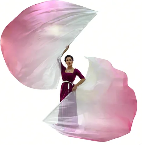 Miniatura 7 de 2 juegos de banderas de danza metálicas semicirculares con forma de alas de ángel de adoración de 55 x 78 pulgadas con varillas escalables