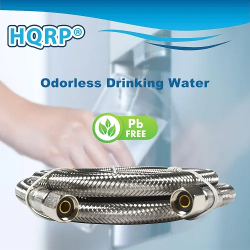 Miniatura 4 de HQRP Línea de agua para refrigerador de 6 pies – Línea de suministro de acero inoxidable trenzado para máquina de hielo – 1/4 de pulgada Comp x 1/4