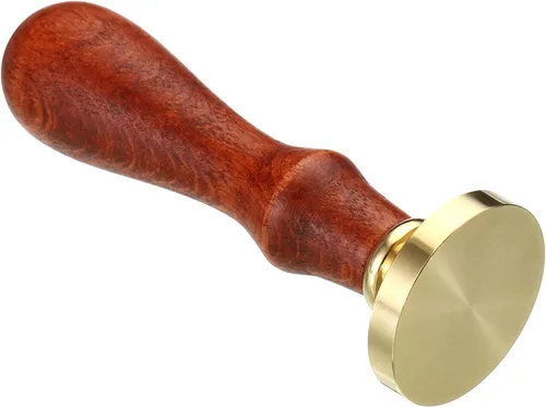 Miniatura 4 de PATIKIL Sello redondo de cera en blanco de 1.181 in, cabeza de latón extraíble sin tallar mango de madera retro para invitación de sobre, embalaje