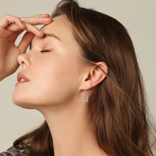 Miniatura 54 de POPKIMI Bonitos aretes colgantes de animales, joyería de animales, regalos de cumpleaños y Navidad para mujeres, aretes de ópalo de cristal de plata