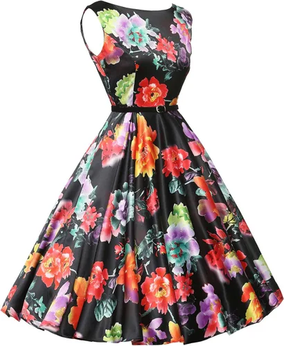 Miniatura 5 de GRACE KARIN - Vestido vintage sin mangas con escote barco y cinturón, para tardes de té