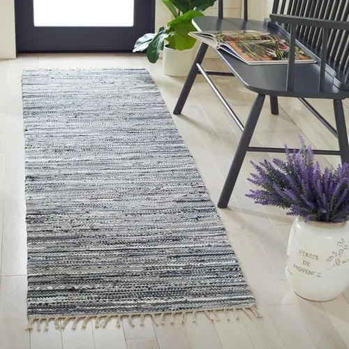 Miniatura 12 de SAFAVIEH Rag Rug Collection - Alfombra decorativa de 2 x 3 pies, color gris, hecha a mano, de algodón a rayas, ideal para zonas de alto tráfico