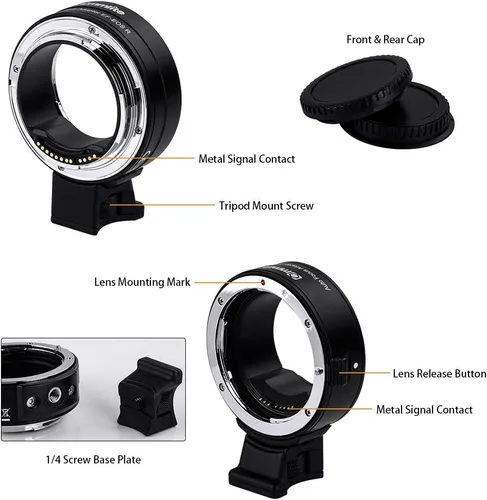 Miniatura 2 de Adaptador de lente Commlite CM-EF-EOS R, adaptador de montura EF a R con enfoque automático electrónico para lentes Canon EF/EF-S a cámaras sin