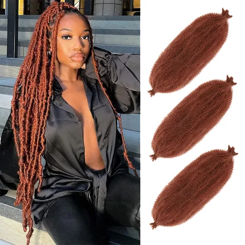 Miniatura 44 de Cabello afro Twist morado degradado de 16 pulgadas, cabello Marley pre-separado para rastas suaves, cabello trenzado Marley Twist Ombre Kinky Spring