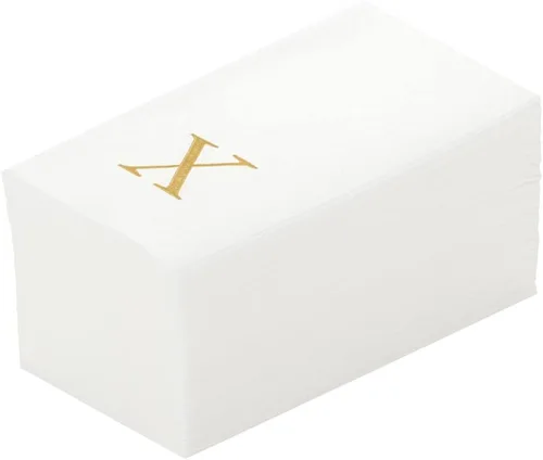 Miniatura 56 de Luxenap Toallas de invitados de tacto de lino de 15.8 X 7.9 pulgadas, 50 toallas de mano con letras - Letra dorada "S", fuente sans serif