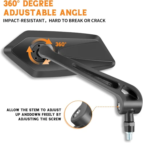 Miniatura 2 de JMTBNO Espejos universales negros para motocicleta de 0.315 in y 0.394 in, espejo lateral plegable compatible con Cruiser Suzuki Honda Victory ATV