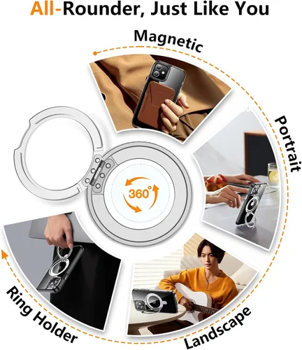 Miniatura 2 de Magnética para iPhone 12 e iPhone 12 Pro Funda, [con Soporte de Anillo Magnético Invisible Giratorio 360°][A Prueba de Golpes][Compatible