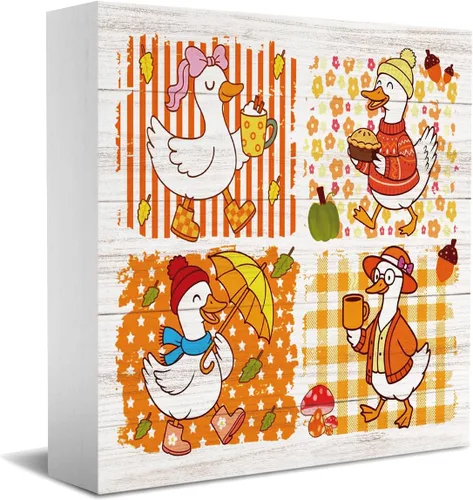 Miniatura 9 de Divertida decoración de otoño de ganso tonto, decoraciones de otoño para oficina en casa, decoraciones de Acción de Gracias para regalos de cocina