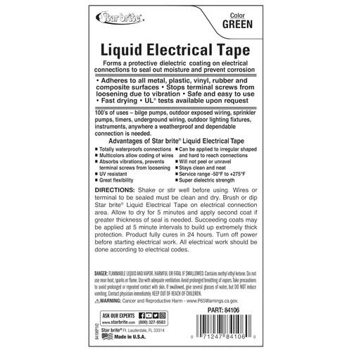 Miniatura 3 de STAR BRITE - Cinta aislante eléctrica líquida con tapa aplicadora verde 4 OZ. (084106B)