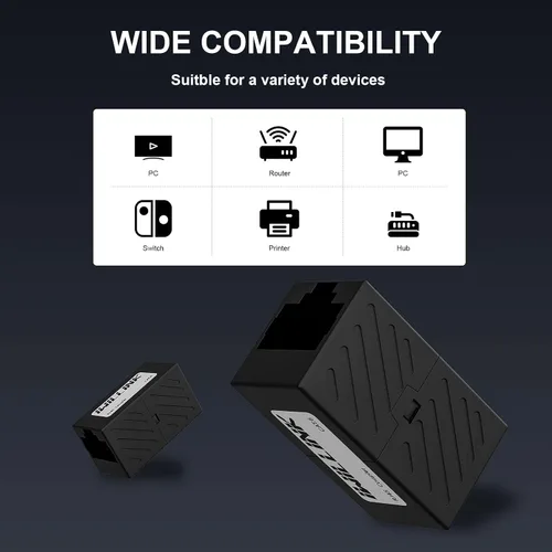 Miniatura 6 de iwillink Conector Ethernet RJ45, conector hembra a hembra RJ45 para cable Ethernet Cat7 Cat6 Cat5e Cat5, adaptador extensor, paquete de 5, negro