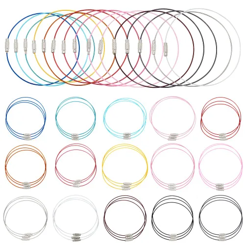 PH PandaHall 45 pulseras de alambre de memoria de 15 colores de 8 7/8 pulgadas, pulsera de alambre de acero con cierre de tornillo, gargantilla para
