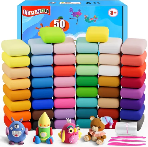 Miniatura 14 de ifergoo Arcilla seca al aire para niños, kit de arcilla para modelar animales, 6 diseños de animales con herramientas de escultura y tutoriales, Kit