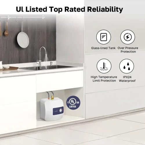 Miniatura 3 de ThermoMate Calentador de agua eléctrico con mini tanque, 4 galones, pequeño calentador de agua para debajo del fregadero, para punto de uso, agua
