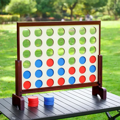 Miniatura 4 de Juego gigante 4 en fila para exteriores e interiores Juego de madera cuatro en una fila Jumbo para adultos y niños, juegos de patio Diversión