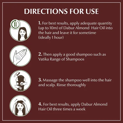 Miniatura 4 de Dabur Aceite capilar de almendras – Elixir de aceite hidratante natural, fortalecedor y capilar para un cuero cabelludo saludable, promueve