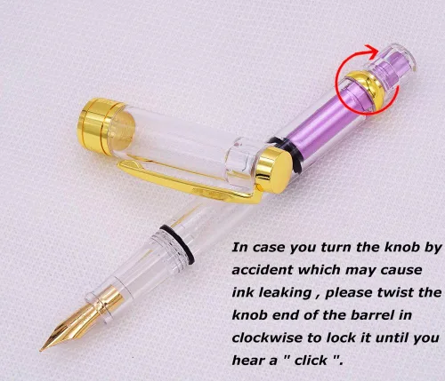 Miniatura 6 de erofa 【Actualizado】 Juego de 4 plumas estilográficas Yongsheng 3008 con pistón transparente con borde dorado extra fino de 0.015 in, bolígrafo